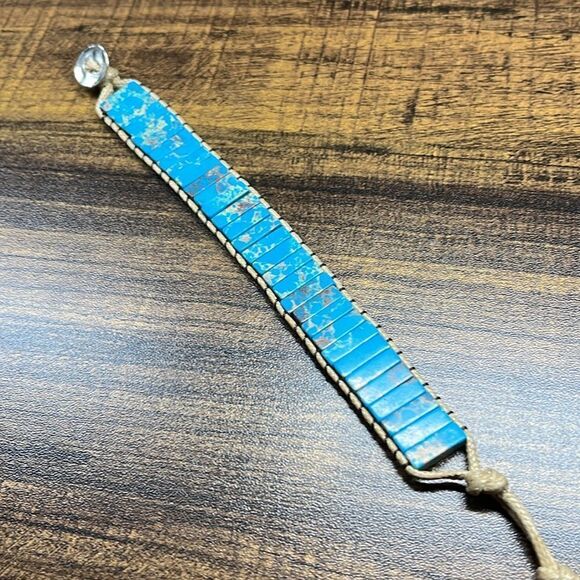 Bohemian Style Square Stone Beaded Multi-layer Braided Pu Leather Bracelet - Picture 9 of 13